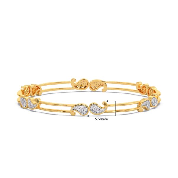 Gold Delicate Leaves Diamond Bangle - Image 3