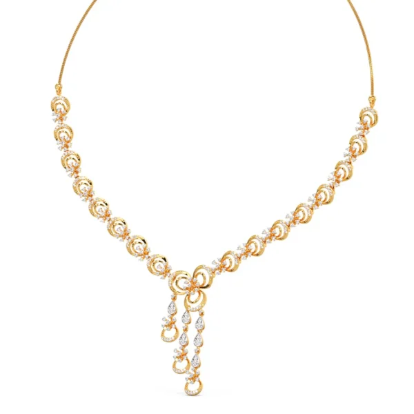 Gold Designer Flower Chain Lab Diamond Necklace - Image 4