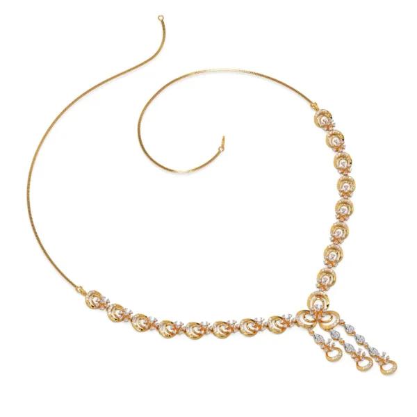 Gold Designer Flower Chain Lab Diamond Necklace - Image 3