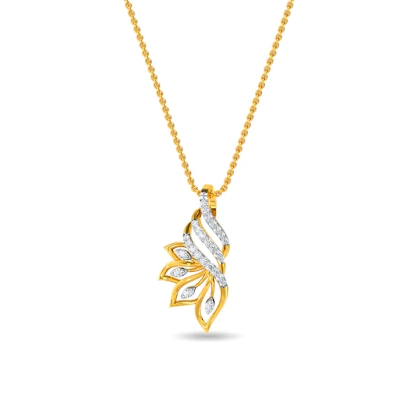 Gold Lab Diamond Elegant Leafy Motif Pendant for Her
