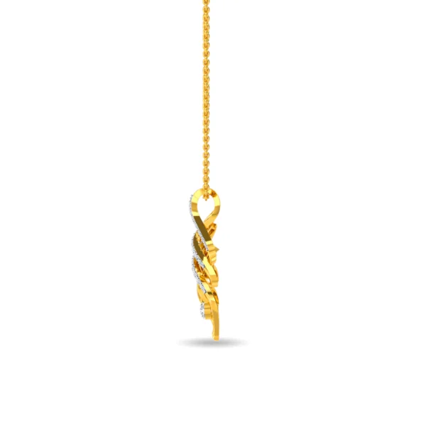 Gold Lab Diamond Elegant Leafy Motif Pendant for Her - Image 3