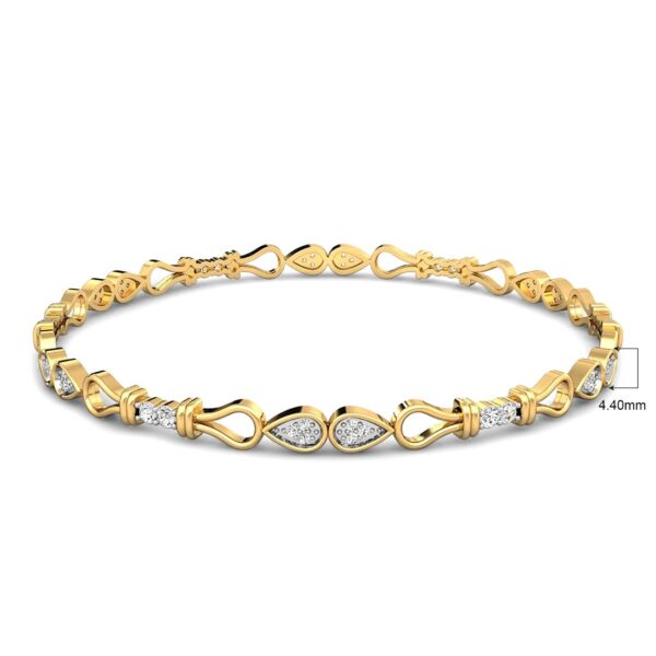 Gold Diamond-Encrusted Links Bangle - Image 3