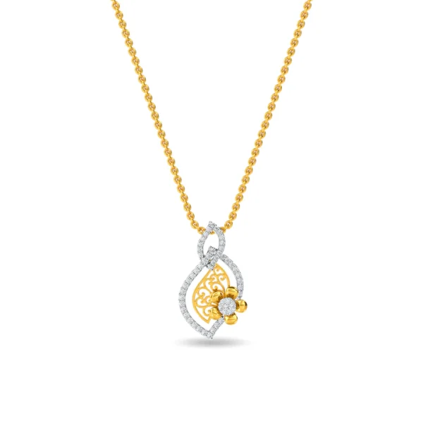 Gold Lab Diamond Floral Leafy Harmony Pendant