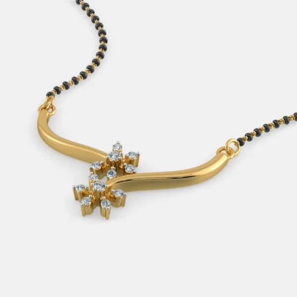 Gold Diamond Floral Mangalsutra Pendant - Image 4