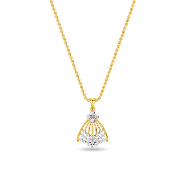 Gold Lab Diamond Floral Petal Curves Pendant
