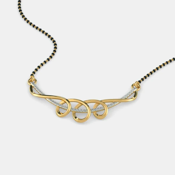 Gold Diamond Intertwined Loop Mangalsutra Pendant - Image 4