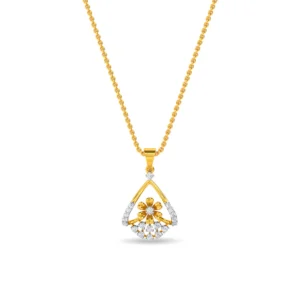 Gold Lab Diamond Sparkling Triangular Floral Pendant