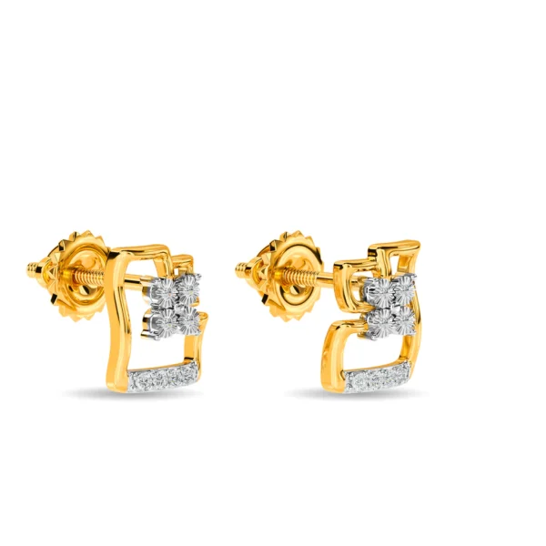 Stunning Gold Lab Diamond Square Earrings - Image 4
