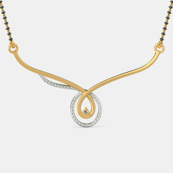 Gold Elegant Curve Modern Diamond Mangalsutra Pendant - Image 4