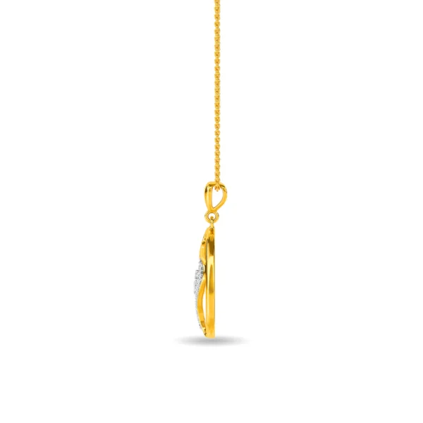 Buy Gold Oval Shape Swirls Lab Diamond Pendant - Image 3
