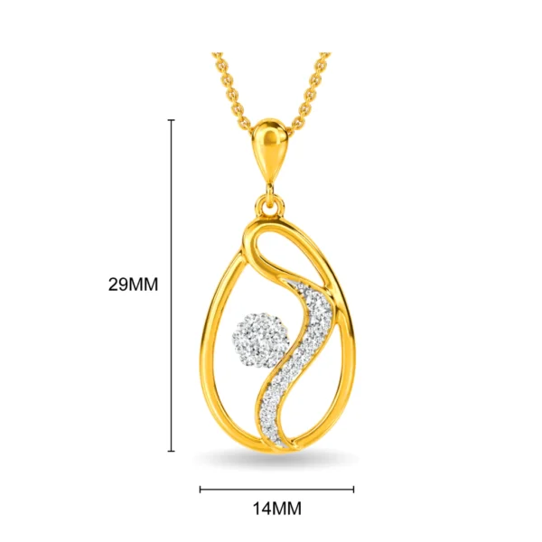 Buy Gold Oval Shape Swirls Lab Diamond Pendant - Image 2