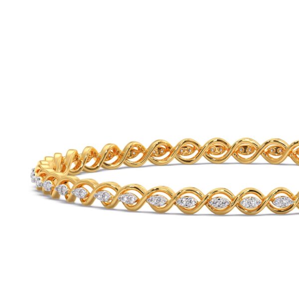 Yellow Gold Pave Lab Diamond Bangle - Image 5