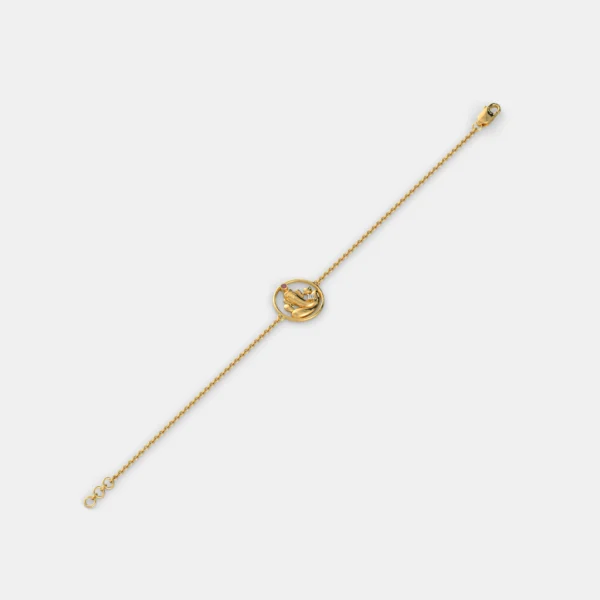Gold Solitaire Lab Diamond Ganpati Bracelet For Ladies - Image 2