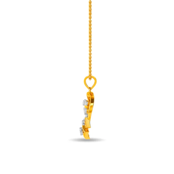 Golden Circular Frame With Whispering Leaves Lab Diamond Pendant - Image 3