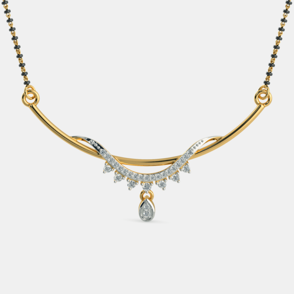 Golden Curve Teardrop Diamond Mangalsutra Pendant