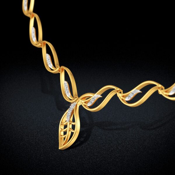 Golden Leaf Harmony Lab Diamond Necklace - Image 4