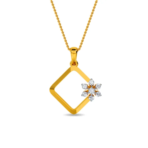 Golden Square Lab Diamond Flower Pendant