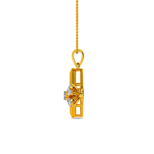 Golden Square Lab Diamond Flower Pendant - Image 4