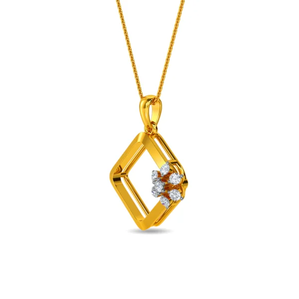 Golden Square Lab Diamond Flower Pendant - Image 2