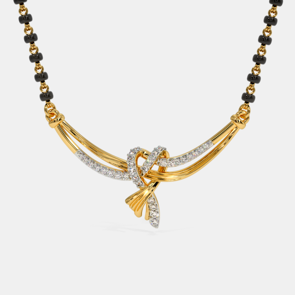 Heart Knot Gold Diamond Mangalsutra Pendant