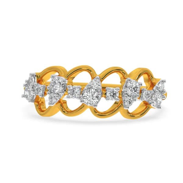Interconnected Loops Golden Elegance Lab Diamond Ring