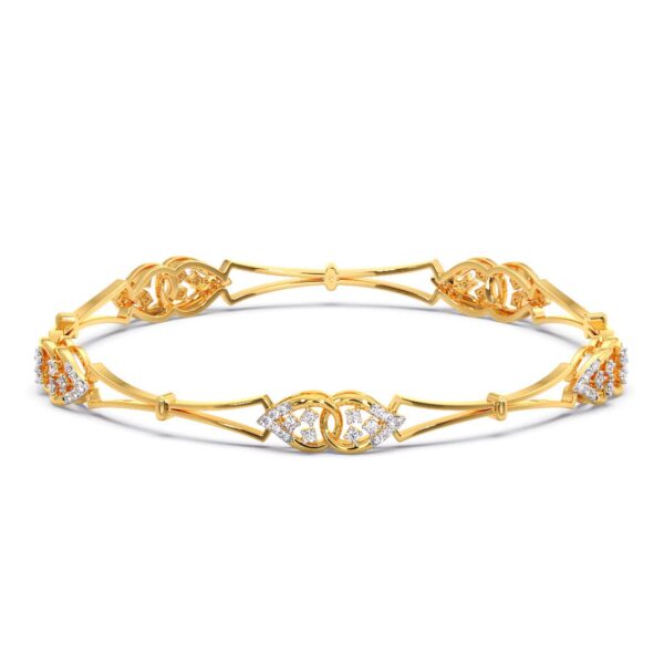 Interconnected Oval Shapes Gold Lab Diamond Bangle