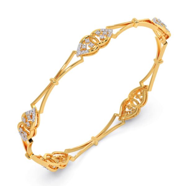 Interconnected Oval Shapes Gold Lab Diamond Bangle - Image 3