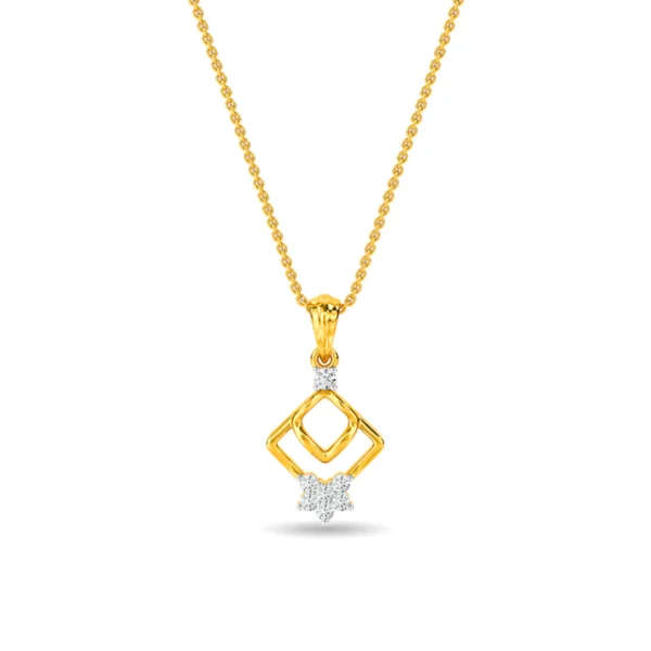 Intricate Square Pattern Gold Lab Diamond Pendant