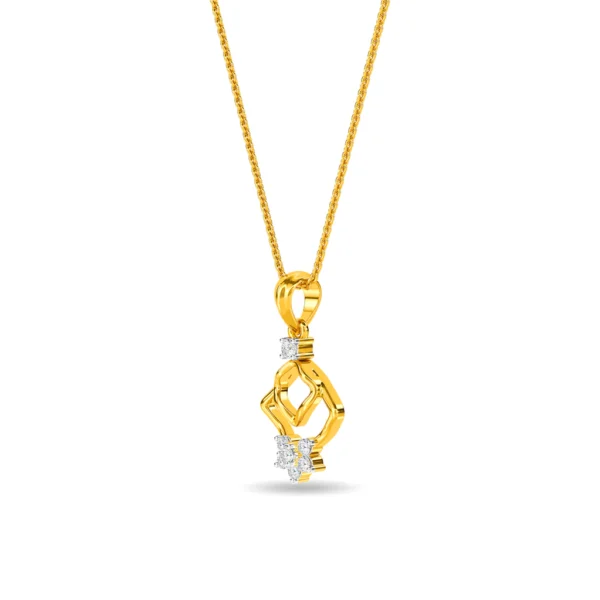 Intricate Square Pattern Gold Lab Diamond Pendant - Image 4