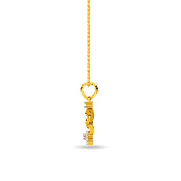 Intricate Square Pattern Gold Lab Diamond Pendant - Image 2