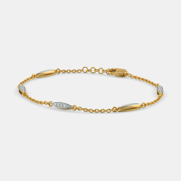 Intricately Woven Golden Links Lab Diamond Bracelet - Image 2