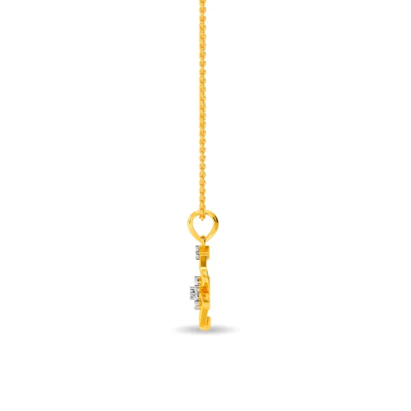 14KT Gold Lab Diamond Lotus Flower Pendant - Image 4