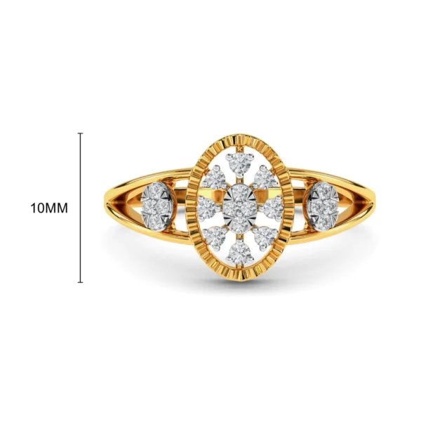 Oval Shape Floral Pattern Gold Lab Diamond Ring - Image 4
