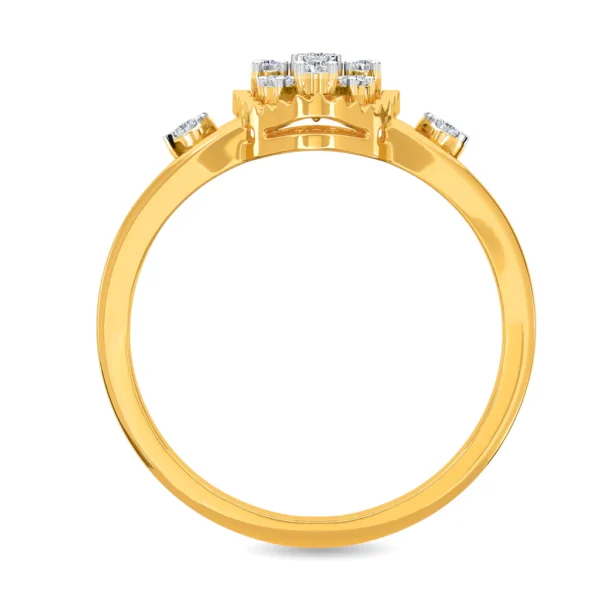 Oval Shape Floral Pattern Gold Lab Diamond Ring - Image 3