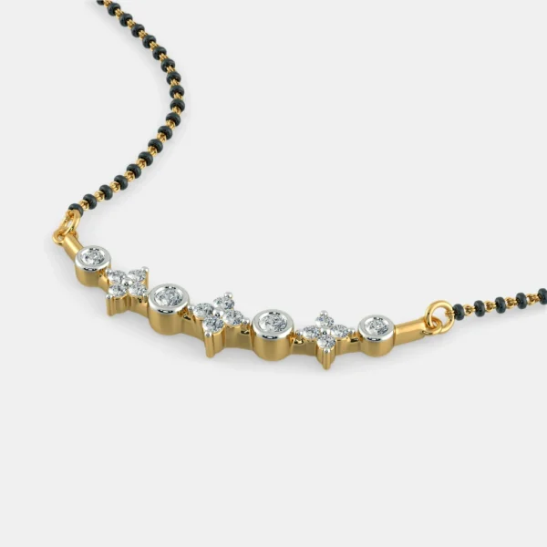 Radiant Flower-Shaped Cluster Diamond Mangalsutra Pendant - Image 3