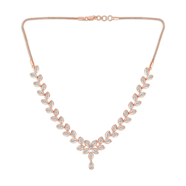 Rose Gold Delicate Diamond Flower Necklace - Image 3