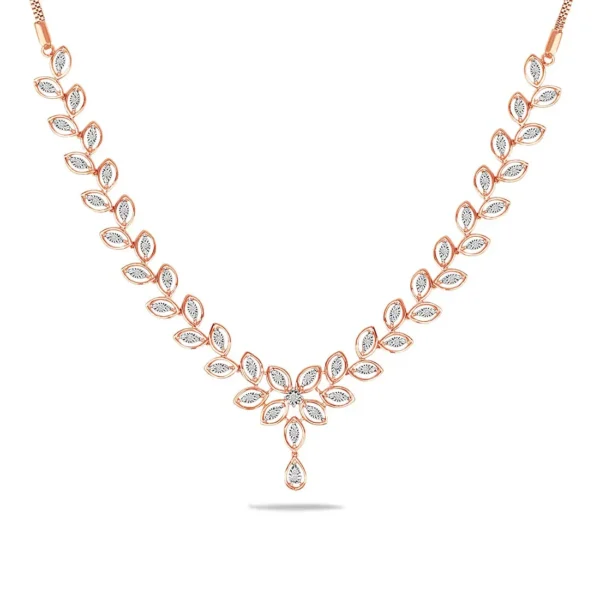 Rose Gold Delicate Diamond Flower Necklace - Image 4
