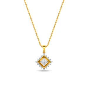 Stunning Square Shape Gold Lab Diamond Pendant