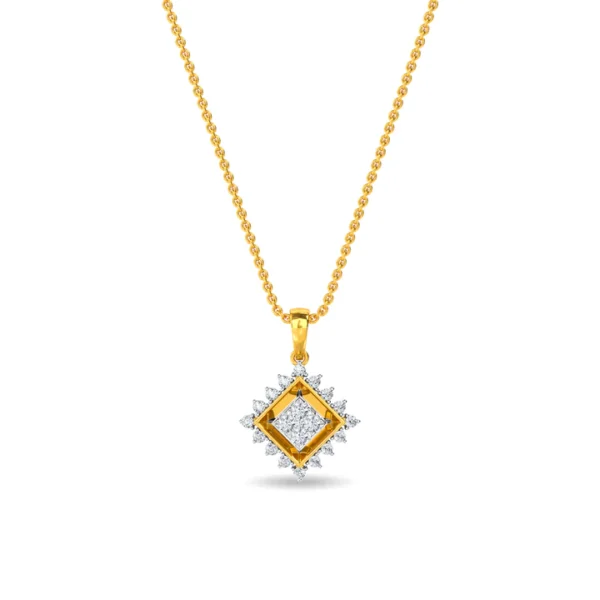 Stunning Square Shape Gold Lab Diamond Pendant