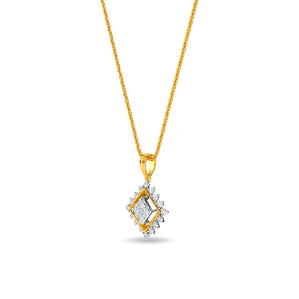 Stunning Square Shape Gold Lab Diamond Pendant - Image 4