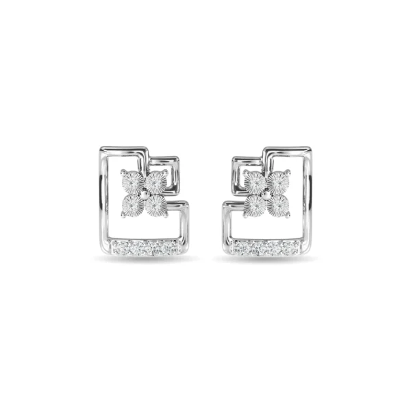 Stunning Gold Lab Diamond Square Earrings - Image 2
