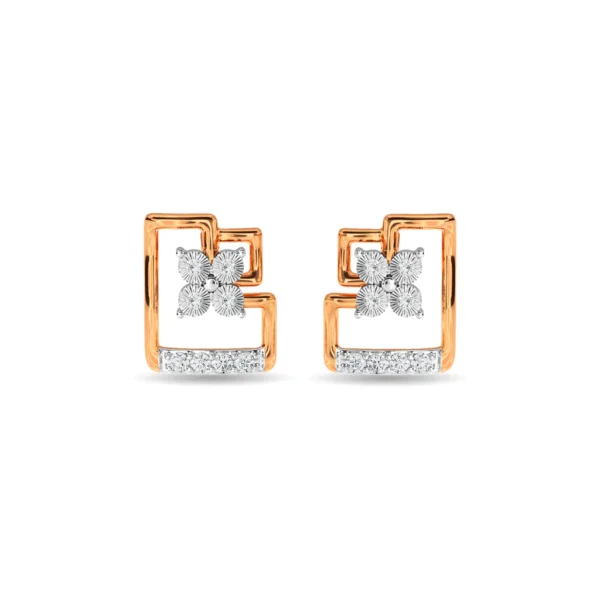 Stunning Gold Lab Diamond Square Earrings - Image 3