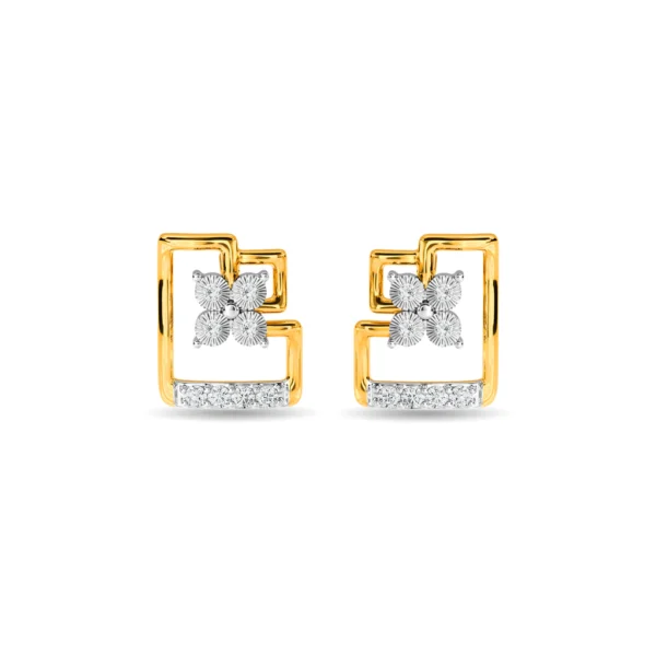 Stunning Gold Lab Diamond Square Earrings