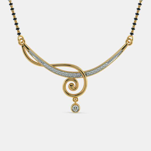 Swirling Diamond-Embellished Gold Mangalsutra Pendant