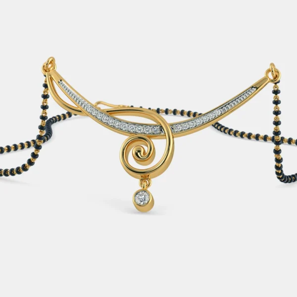 Swirling Diamond-Embellished Gold Mangalsutra Pendant - Image 4