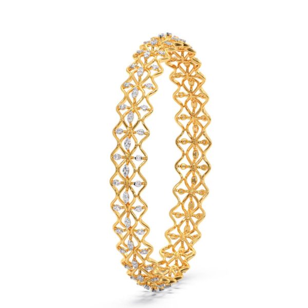 Symmetrical Golden Elegance Diamond Bangle