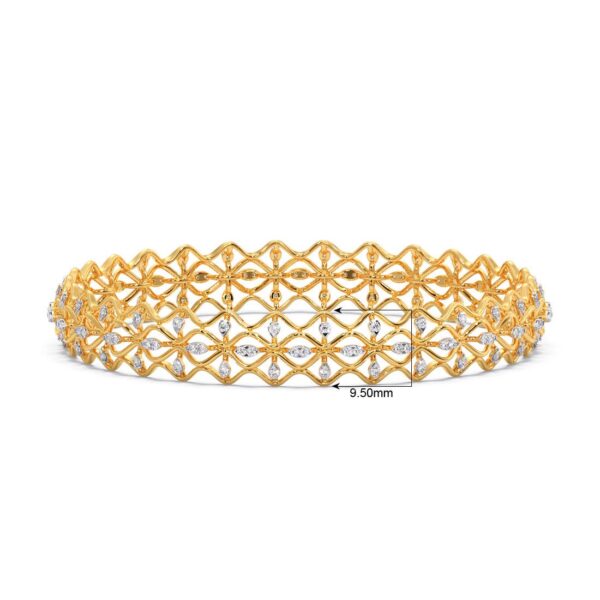 Symmetrical Golden Elegance Diamond Bangle - Image 2