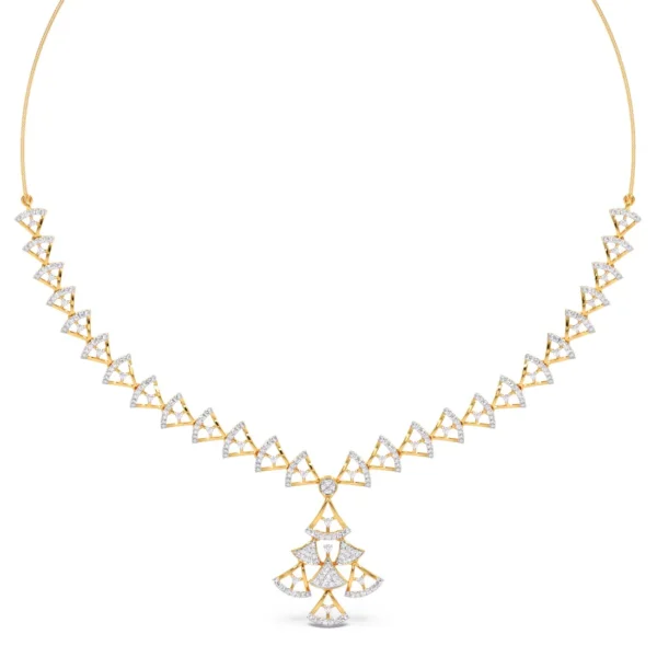 Triangular Shapes Elegance Lab Diamond Gold Necklace