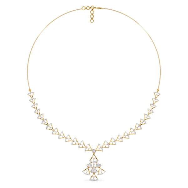 Triangular Shapes Elegance Lab Diamond Gold Necklace - Image 4