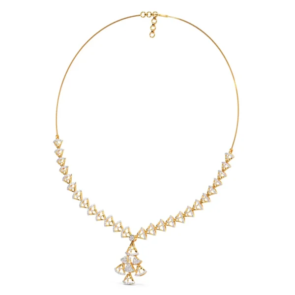 Triangular Shapes Elegance Lab Diamond Gold Necklace - Image 3
